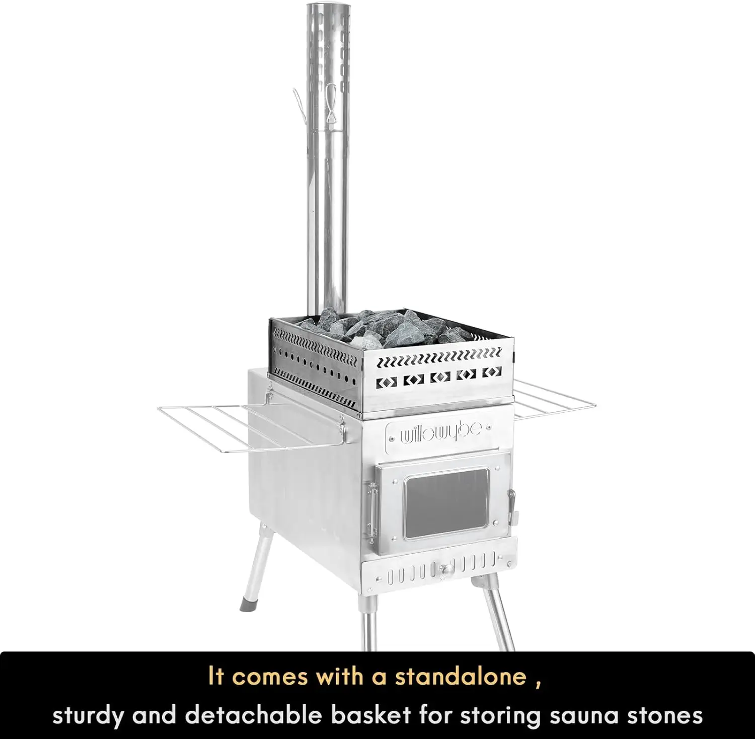 Outdoor Sauna Hot Tent Stove, Rocket Stove Heater, Portable Camping Wood Stove for Dry Sauna, Cooking 2