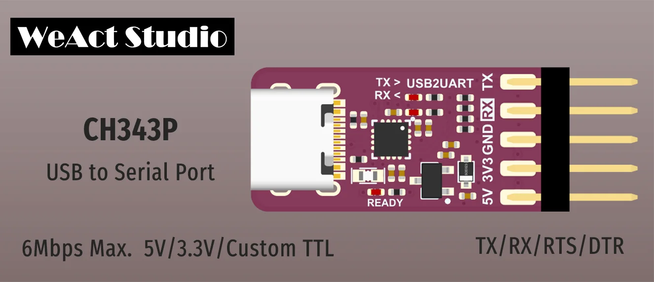 WeAct CH343P CH343 3,3V 5V Switch Ersatz für CH340 USB-zu-Seriell/TTL-UART-Modul – Detail 1