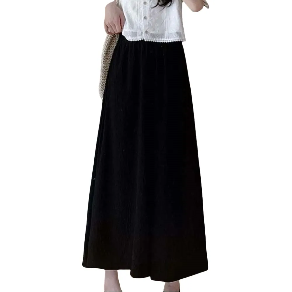 Ice Silk Ice Silk Wide Leg Pants Skirt Solid Color Korean Style Wide Leg Pants for Women High Waist White Black