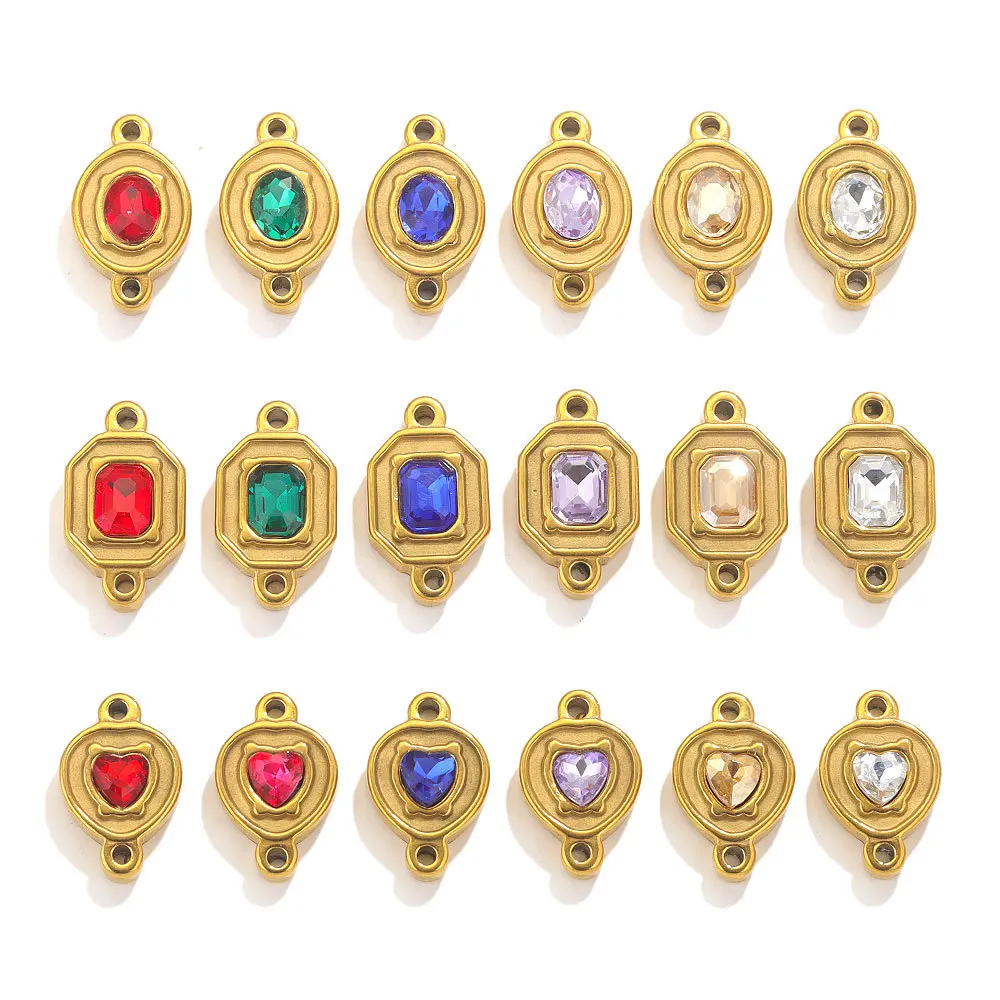 Stainless Steel Double Hole Crystal Connector Jewelry Titanium Steel DIY Jewelry Wholesale 1