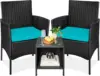 Best Choice Products 3-Piece Outdoor Wicker Conversation Bistro Set, Space Saving Patio Furniture for Garden w/Side Table 1