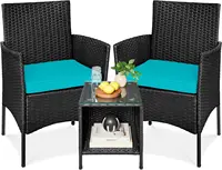 Best Choice Products 3-Piece Outdoor Wicker Conversation Bistro Set, Space Saving Patio Furniture for Garden w/Side Table 1