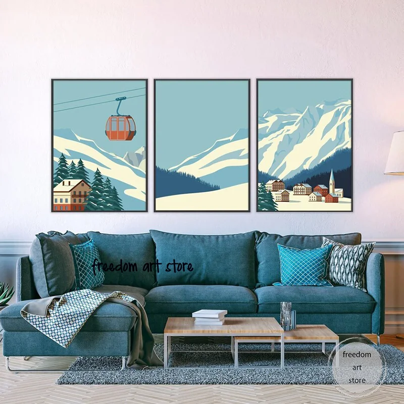 SHINERING Affiches De Voyage Célèbres Des Stations De Ski De