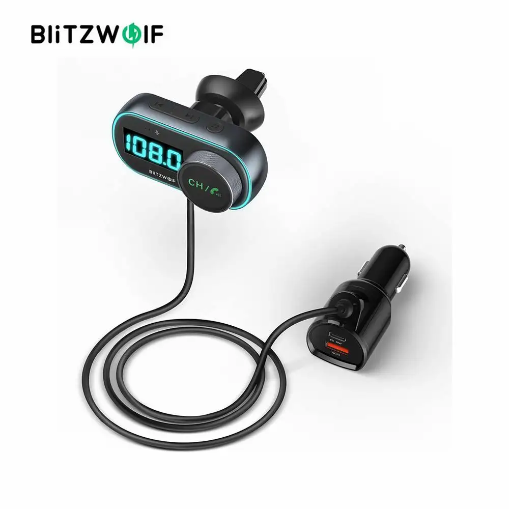 BlitzWolf BW BC3 Car Charger Car USB QC3.0 RGB Bluetooth Car Charger For Mobile Phone Micro TypeC Fast Cable For iPhone Chargers| | - AliExpress