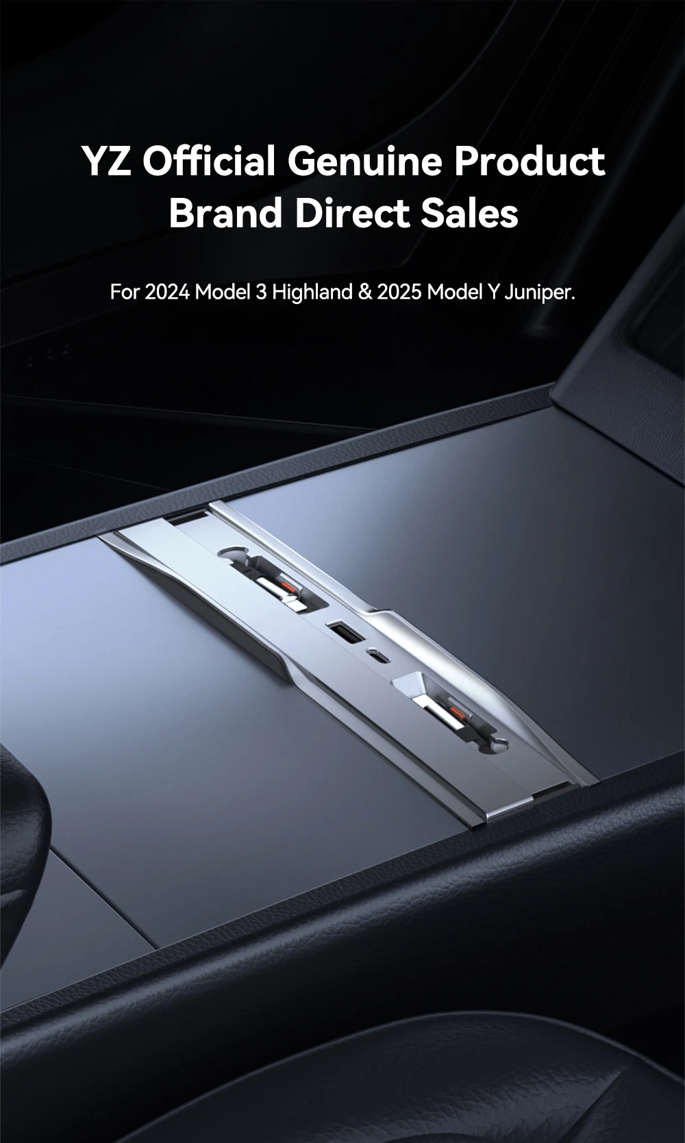 For Tesla Model Y Juniper 2025 Model 3 Highland 54W Quick Charger USB Shunt Hub