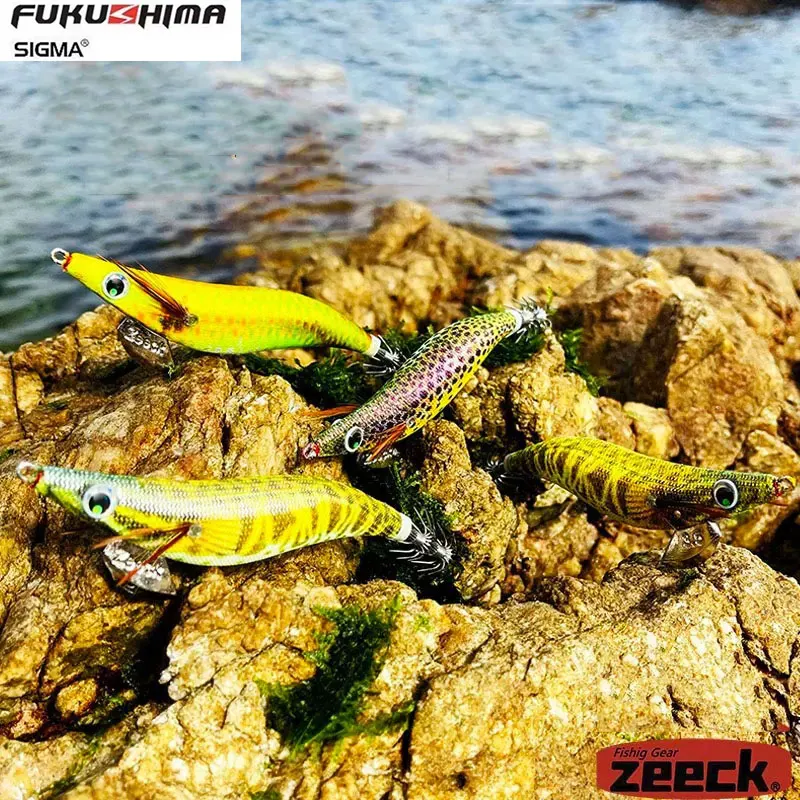 ルアー・フライ 9x Japanese Egi Squid Jigs Mixed Lot FUKUSHIMA Zeeck SHALLOW SOUND BEADS GLOW 3.5 EGI 19G 3.2S/M