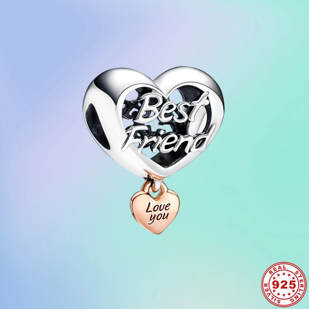 

New 925 Sterling Silver Best Friend Pendant Charms Beads Fit Original Pandora Charm Bracelet Necklace DIY Women Jewelry Gift