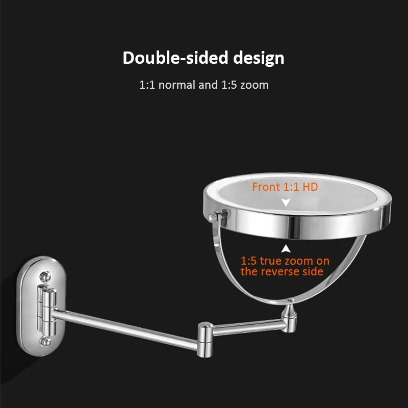 8-Inch Wall-Mounted Fill Light Makeup Double-Sided Bathroom Mirror With LED Color Temperature Control 3X/5X/7X/10X Magnified 4
