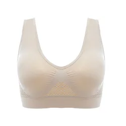 Women's Breathable Sweat - Absorbent Sports Vest Bra - M (Nude)