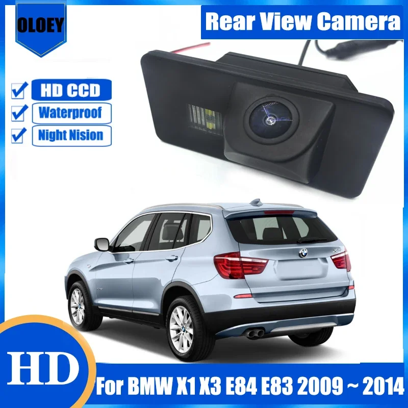 BMW X1 X3 E84 E83 용 HD 후방 카메라, 2009  2014 HD 야간 투시경 방수 카메라, 백업 주차 후진 카메라