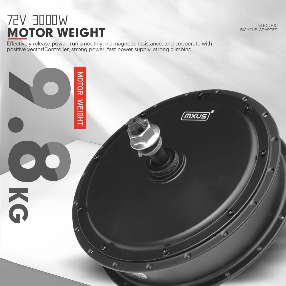 MXUS 브랜드 전기 자전거 모터 72V 3000W 후륜 회전식 브러시리스 기어리스 허브 모터 휠 드라이브 (전기 자전거 개조 키트용)