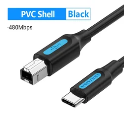 Vention USB C to USB B 3.0 Printer Cable - 1m (PVC Shell Black 2.0)
