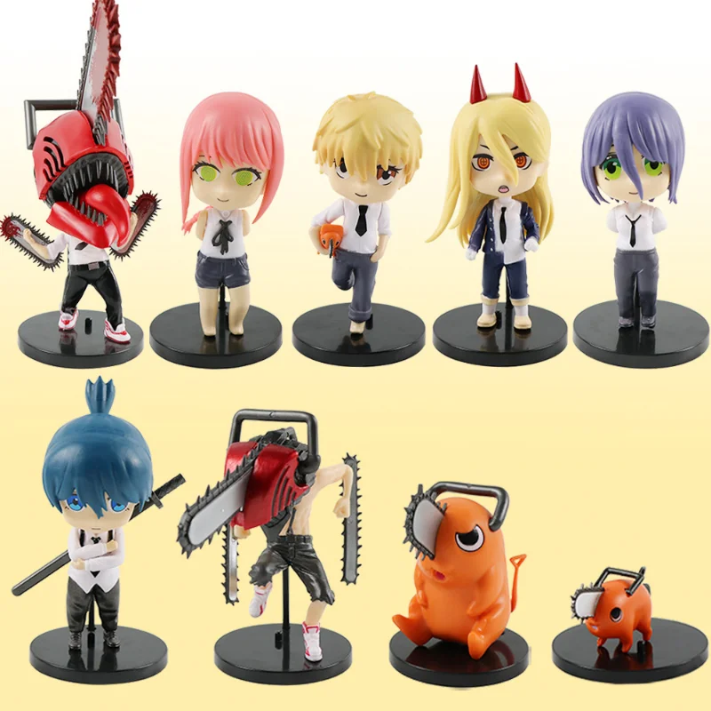 5/6Pcs Hot Chainsaw Man Anime Figure Denji Makima Pochita Power Electric Times Q Version Toys Pvc Action Figure Model Kids Gift