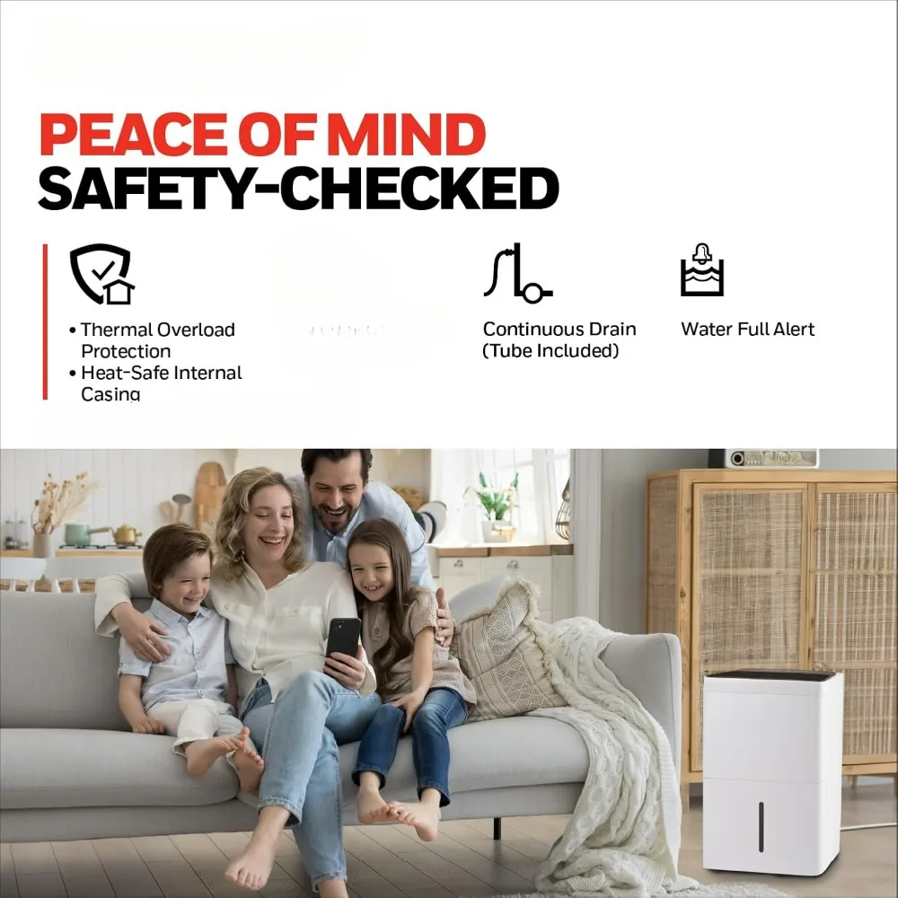 50-Pint Dehumidifier for 4,000 Sq Ft &ndash; Laundry Mode, Auto-Comfort Mode & Thermal Overload Protection Residential Dehumidifier