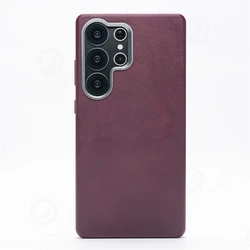 Luxury Retro Leather Case with Magnetic Metal Lens Ring and Shockproof Design - Sam S25 Ultra (Red FMW CC)