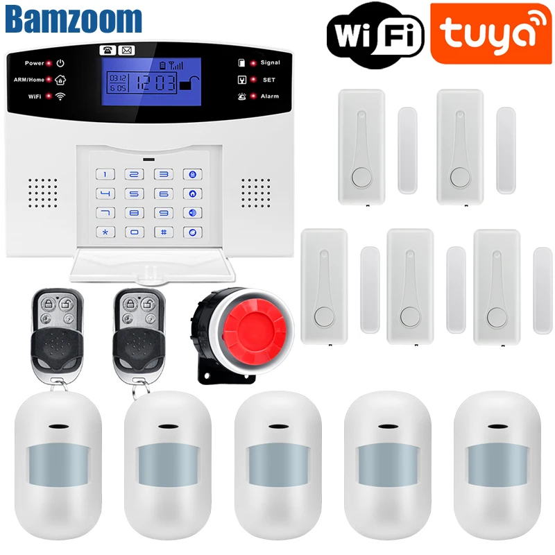 Tuya WIFI Home Alarm System Wireless Wire Detector Security Burglar Smart Home APP Control with Wirelss PIR Motion Sensor security system security alarm wireless alarm smart siren alarm