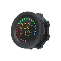12V-24V Voltmete Temperature Colorful Screen LED Digital Display Universal Volt Meter Gauge For Motorcycle Car Boat Yacht