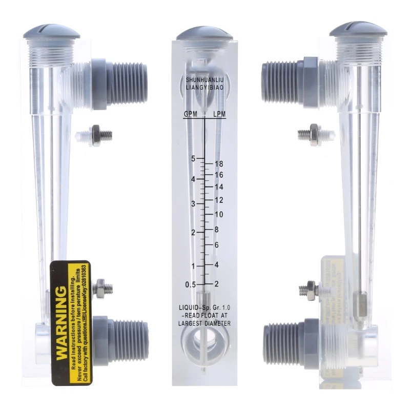 Water Flow Meter Panel Mount Type Flowmeter M-15 0.5-5GPM 2-18LPM Compact-size