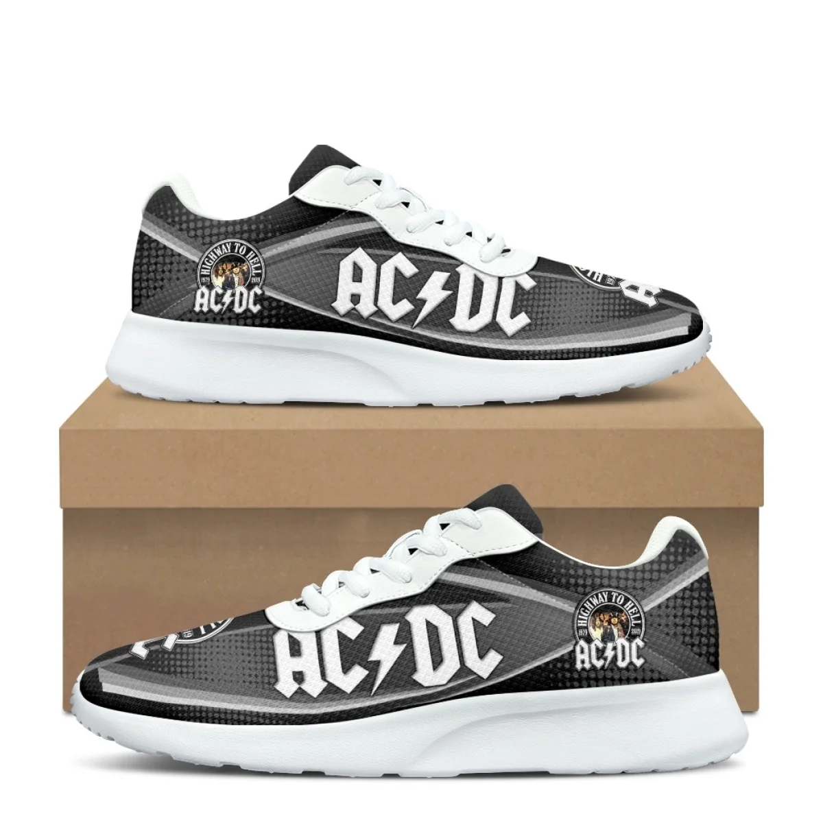 AC Rock Band Pattern Brand Design for Women Casual Fitness Shoes Comfort Shock Absorbing Non-slip Ladies Sneakers for Outdoor