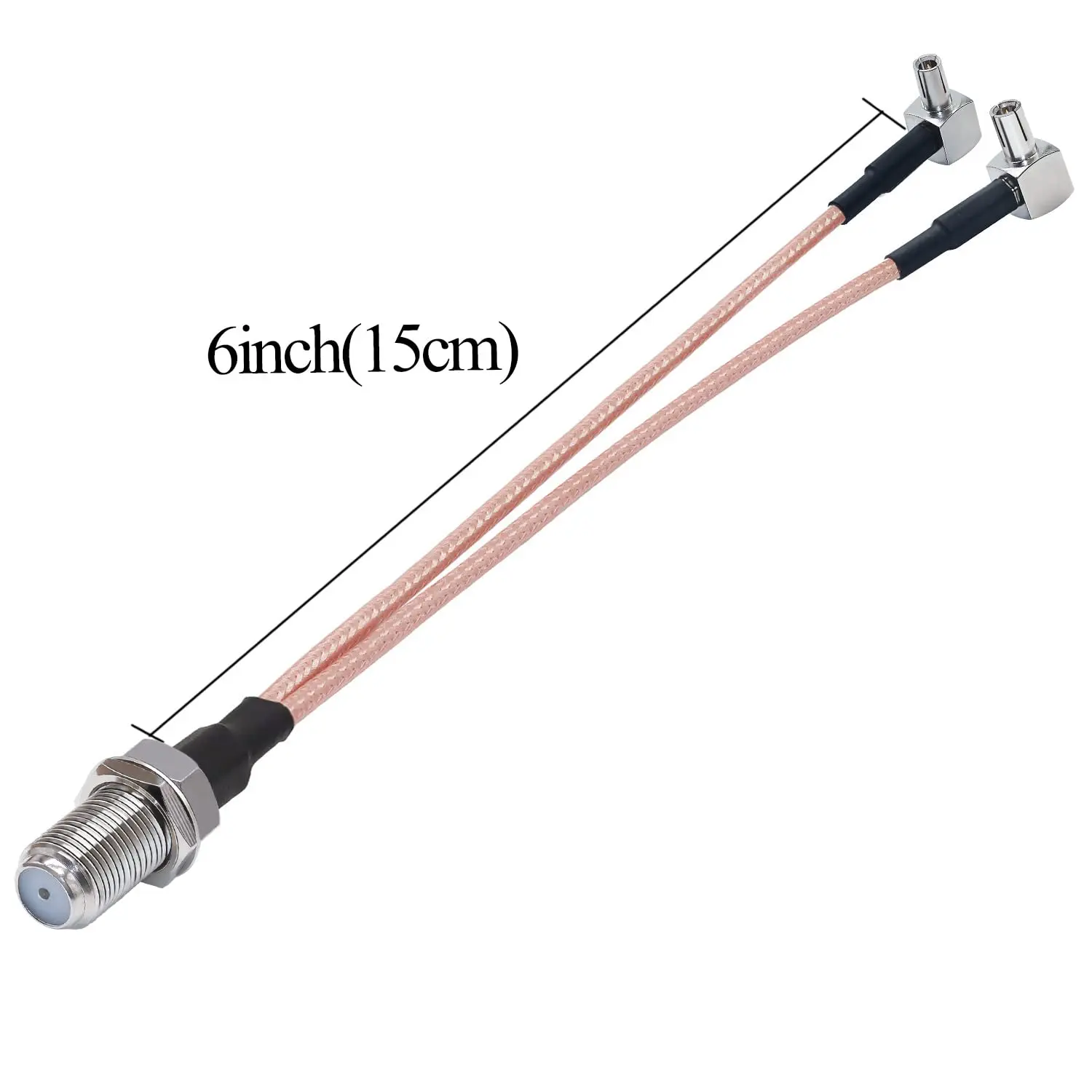 2 sztuki od F do TS9 kabel koncentryczny typu F żeńskiego do podwójnego męskiego kabel splittera kątowego RG316 6 cali (15cm) Y