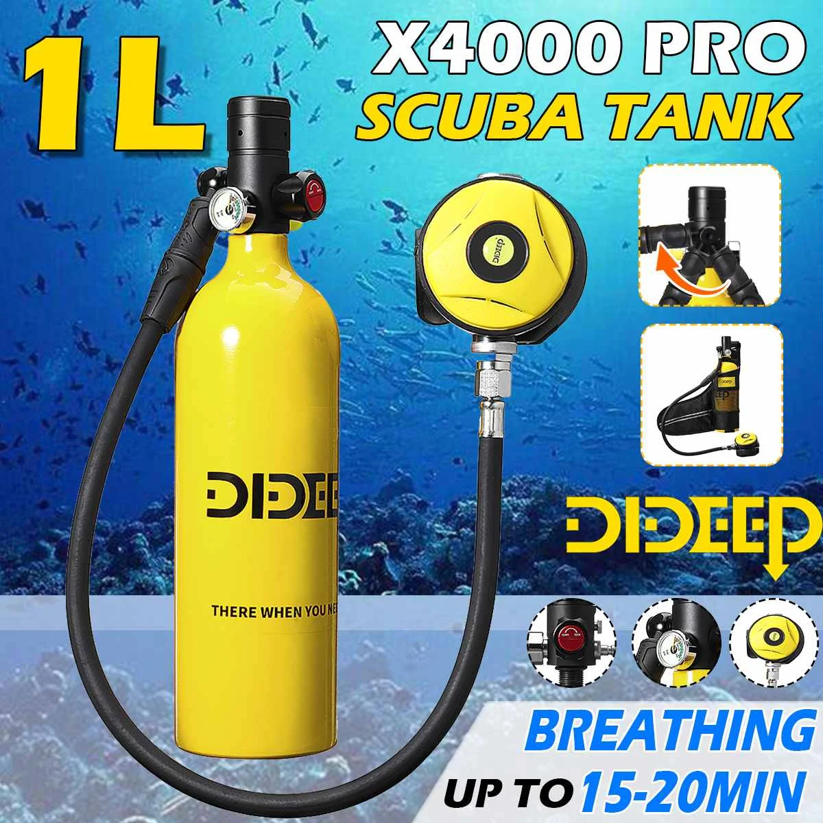 DIDEEP X4000Pro 1L Scuba Diving Gear Cylinder Oxygen Professional Buceo