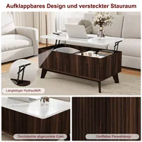 Table basse relevable moderne Fangange avec rangement, table basse classique avec rangement pour salon, plateau effet marbre et finition chêne clair, table centrale de salon à hauteur réglable, 105x53x42cm 8