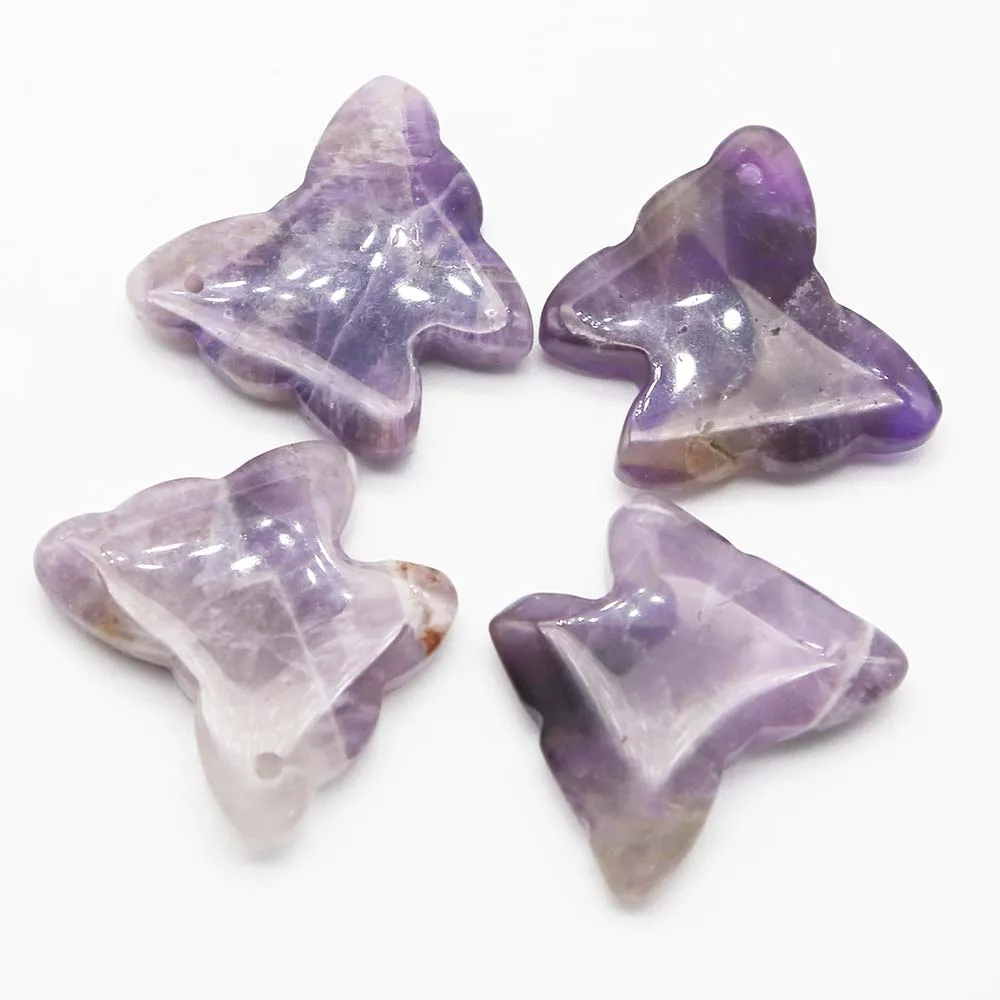 BestSeller Natural Lapis Lazuli Amethyst Multicolor Butterfly Necklace Pendant Quality Charms DIY Jewelry Aaccessories Gift 6Pcs