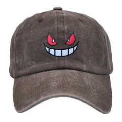 Trendy Embroidered Gengar Snapback Hat - Adjustable Solid Color Baseball Cap - 55 - 60cm (Brown)