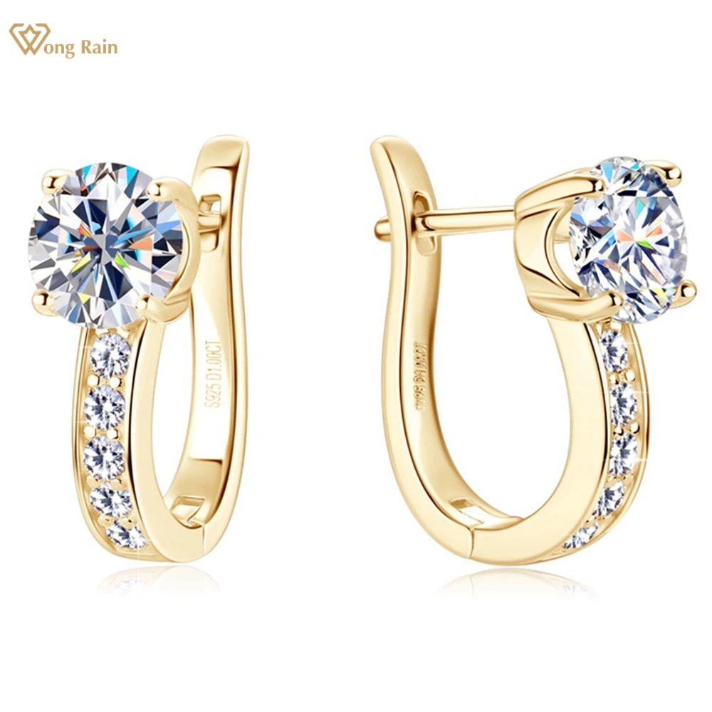 

Wong Rain 18K Gold Plated 925 Sterling Silver VVS1 3EX 6.5MM Real Moissanite Diamonds Hoop Earrings For Women Fine Jewelry Gifts