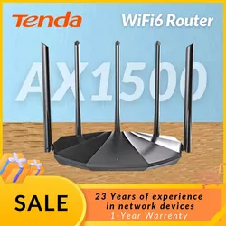 Tenda WiFi 6 Gigabit Wireless Router with Signal Amplifier, Beamforming, and Parental Controls (WIFI 6 AX1500)