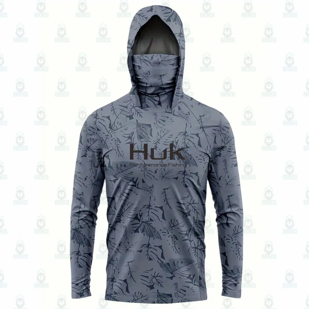 Huk 낚시 셔츠 UPF 50 후드 얼굴 커버 낚시 의류, 여름 햇빛 차단 후드, 남성 얼굴 마스크 저지