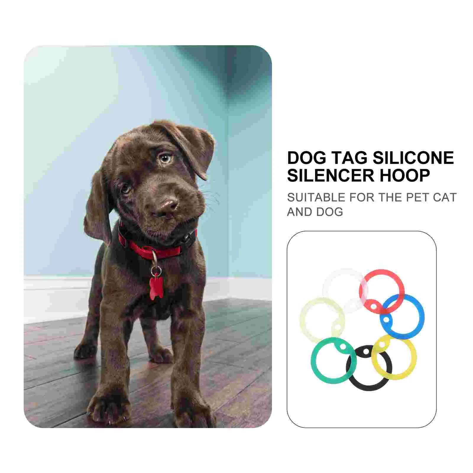 14pcs Silicone Dog Name Tag Silencers Pet Cat Tag ID Mute Hoops Pet ID Silencers Silicone Silence Hoops pet tag silencers