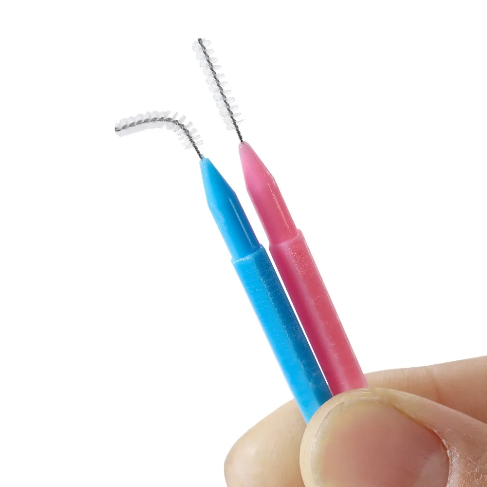100/200pcs 다채로운 I자형 치간 브러쉬 픽 부드러운 강모 교정용 치간 틈 브러쉬 - 치아 관리