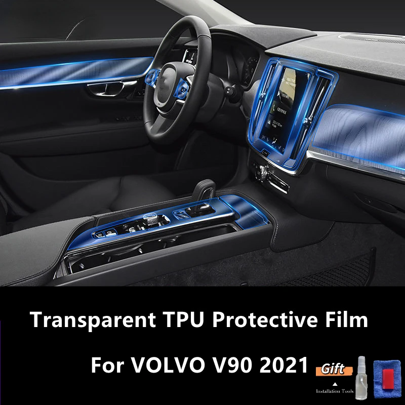 

Прозрачная центральная консоль для салона автомобиля VOLVO V90 2021, фотопленка для ремонта от царапин, аксессуары, установка