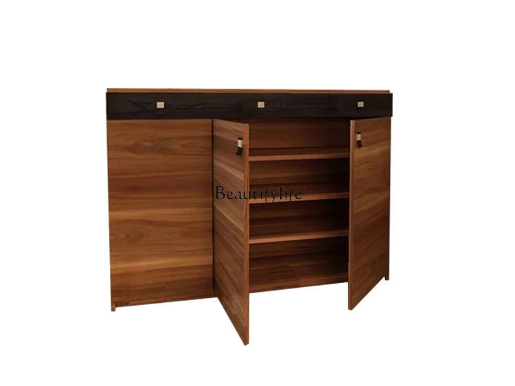 

Simple Modern Chinese Walnut Color Shoe Cabinet Dustproof Locker