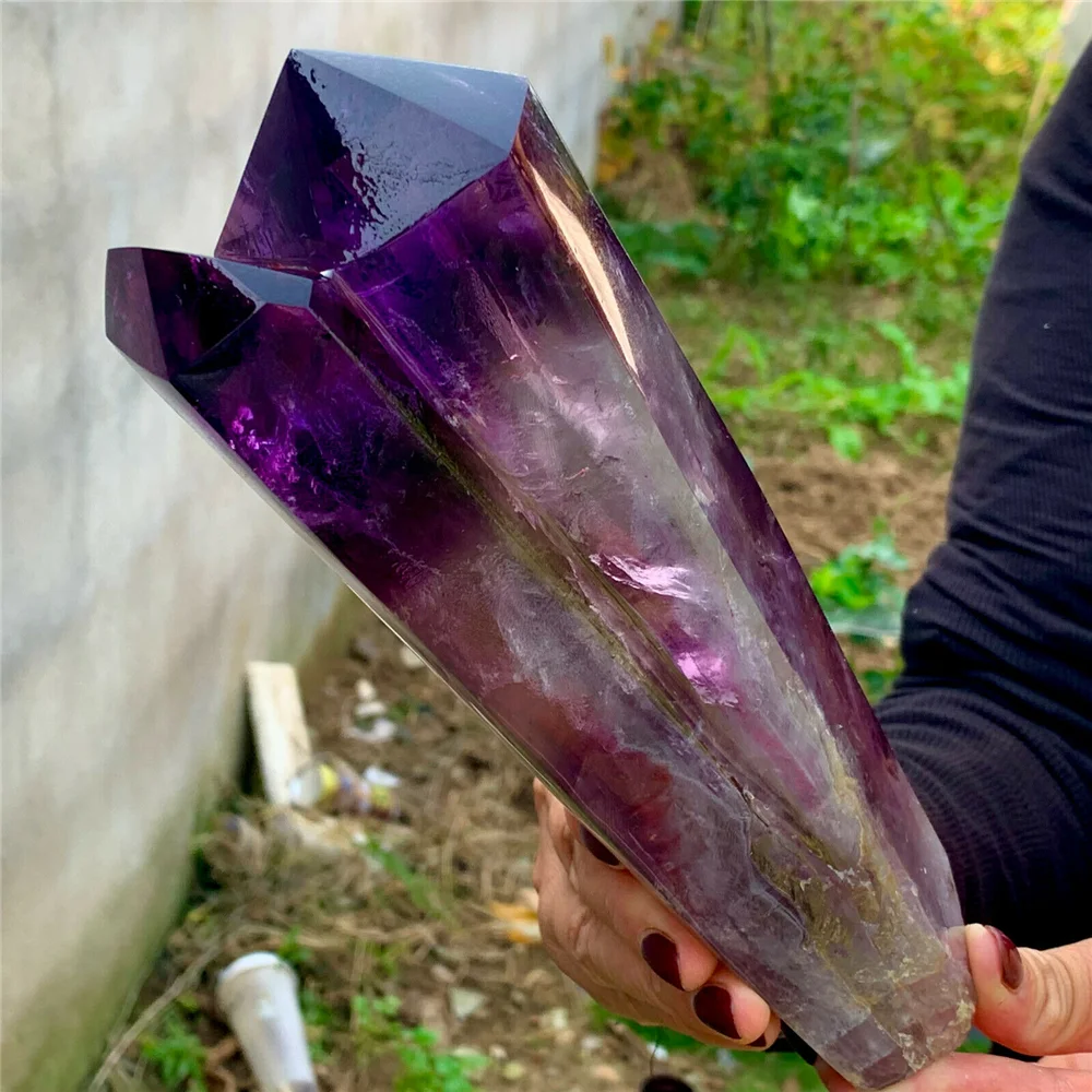 

Natural purple crystal right certificate Reiki healing energy gem gift room decoration