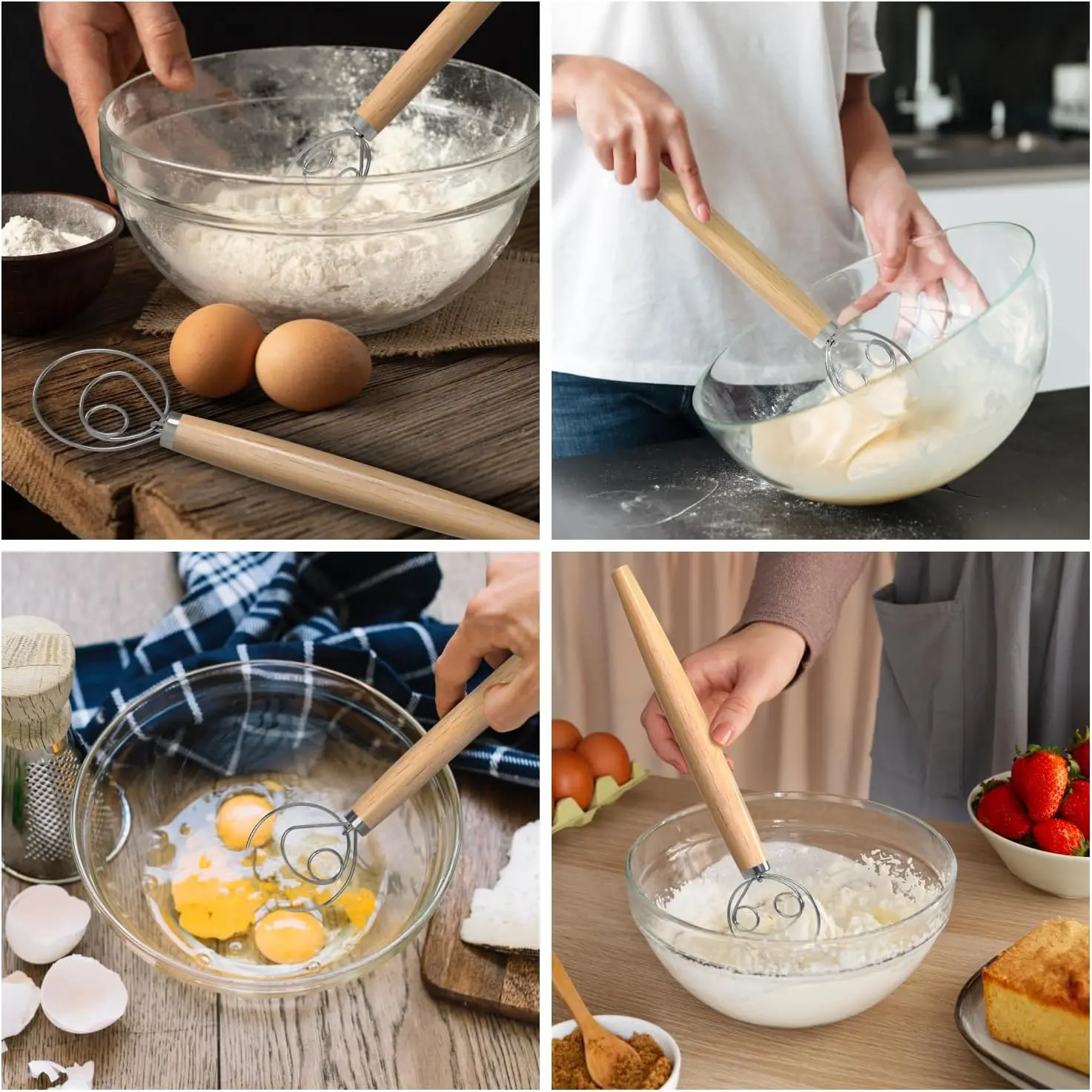 Stainless Steel Danish Dough Whisk Dutch Bread Whisk 13 Inch