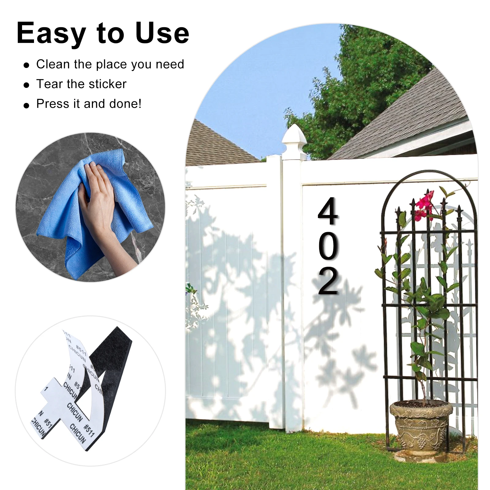 Self Adhesive Numbers Sticker 10.5cm 0 To 9 Acrylic Numeral Door Plate Sign For Home Mailbox Hotel Address Door Label