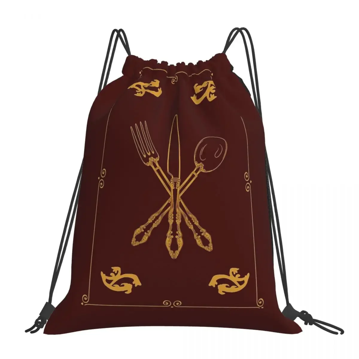 

Just Add Magic Utensils Gold With Border Backpacks Multi-function Portable Drawstring Bags Sports BookBag For Man Woman School