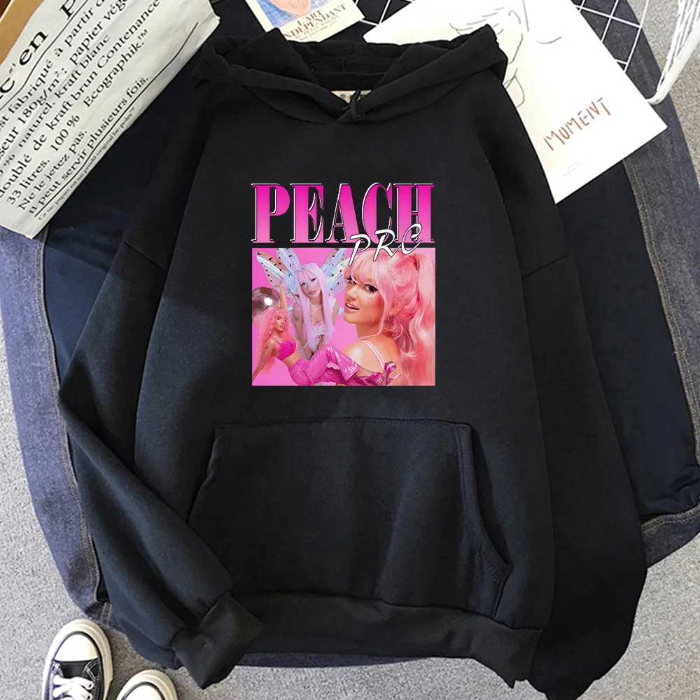 Peach PRC Hoodies Long Sleeve Gothic Comfortable Sweatshirts Graphic Printing Harajuku Fleece Clothing Sudaderas Retro Pullovers 2