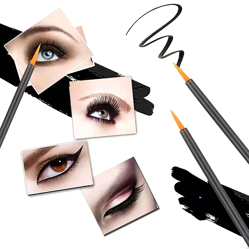 Z. 50Pcs 일회용 아이 라이너 브러쉬 파인 파이버 헤드 아이 라이너 크림 애플리케이터 아이 코스메틱 브러쉬 캡 포함 메이크업 뷰티 도구