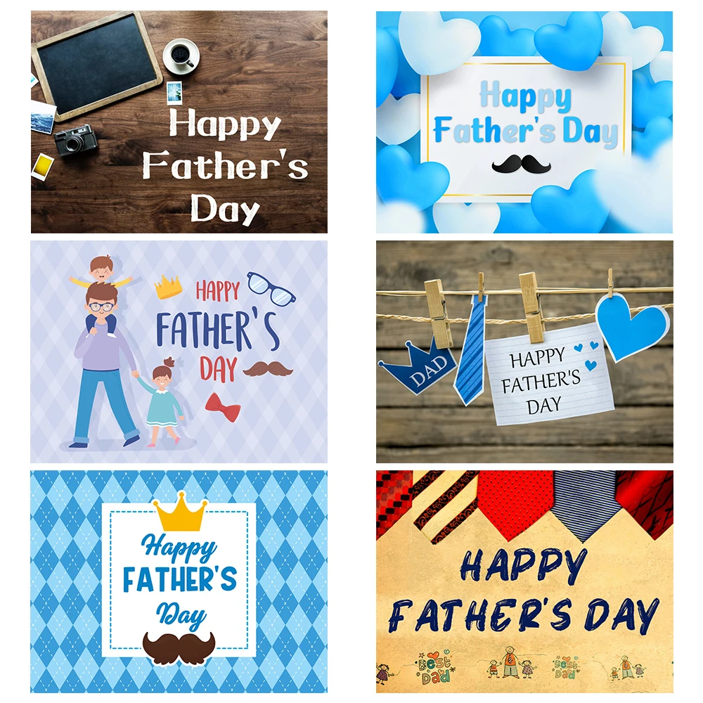 

Happy Father’s Day Background Party Lovely Blue Wood Grain Men Family Party Photography Room Decor Supplies Photo Studio Props