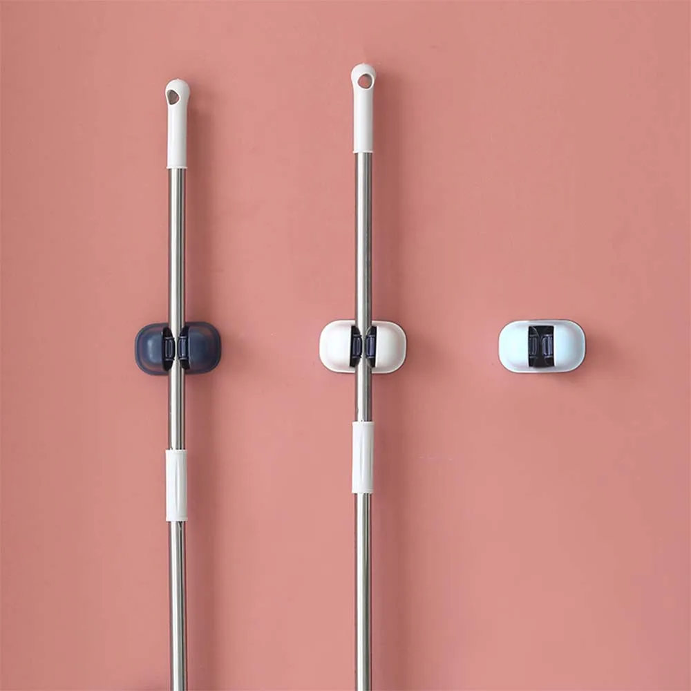 Mop Holder Free Punch Mop Clip Hook Bathroom Viscose Wall-mounted Broom Card Holder Bathroom Suction Rack Shelves