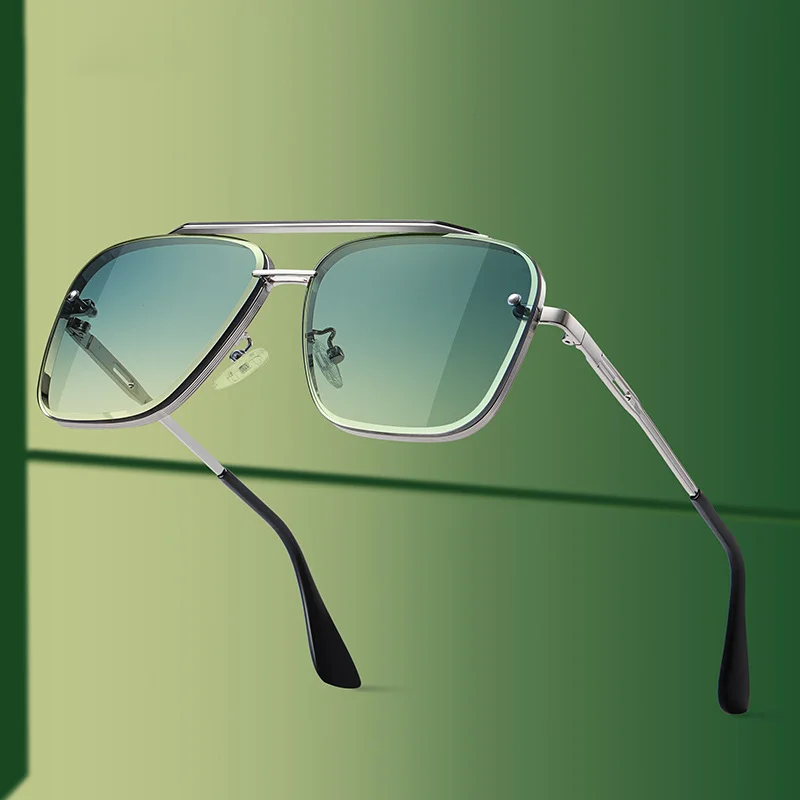 

Fashion Gradient Sunglasses for Men Big Frame Pilot Sun Glasses Design Anti-reflective Lunette De Soleil Homme UV400 With Box