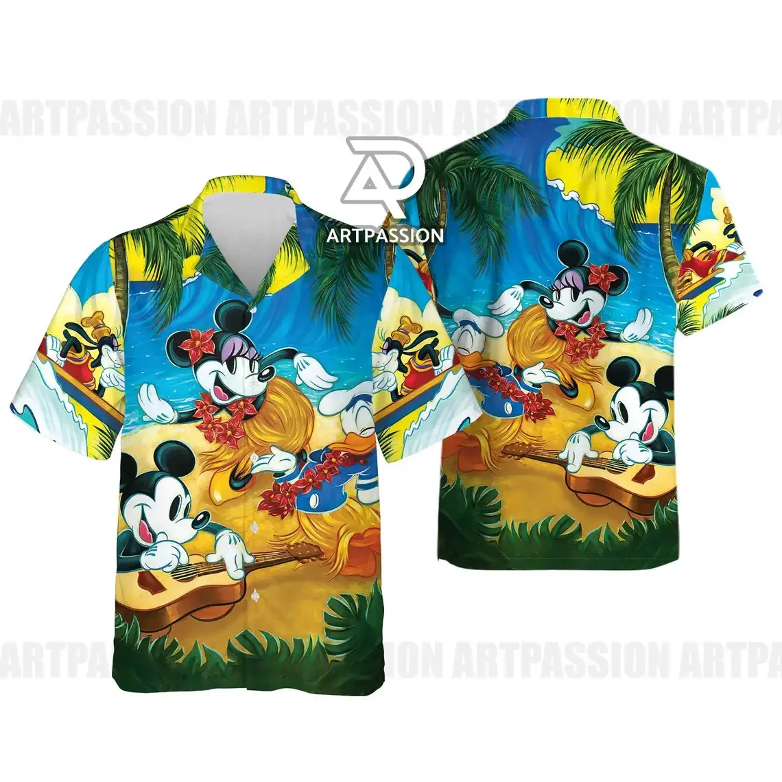 Mickey Mouse Hawaiian Shirts Fourth of July Hawaiian Shirts Disney Men's Fashion Button Down Shirts Casual Beach Shirts