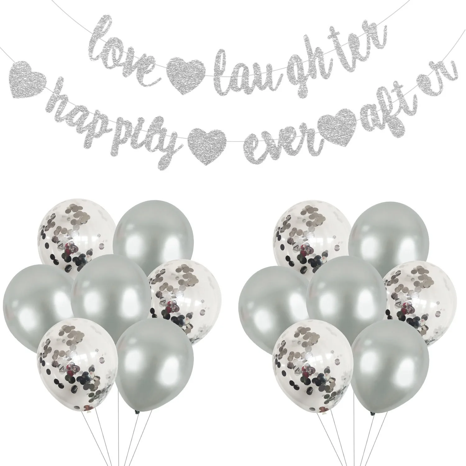 

Серебряный Блестящий любовный смех счастливая вечная надпись латексный Фотофон декор для свадебной вечеринки принадлежности для вечеринки