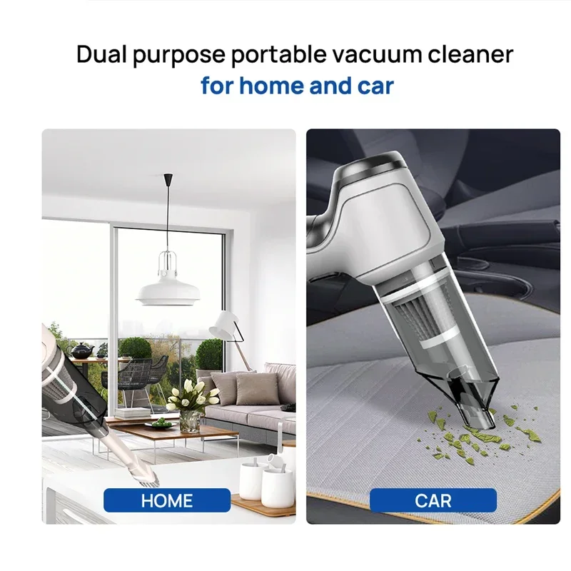 3 in 1 Handheld Auto Vacuum Home & Car Dual Use 120W 9000Pa Car Wireless Vacuum Cleaner Mini Cleaning Machine Accessories