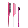 3Pcs Slick Back Hair Brush Set Bristle Hair Brush Brush Teasing Comb for Women Baby Kids Black Hair 3