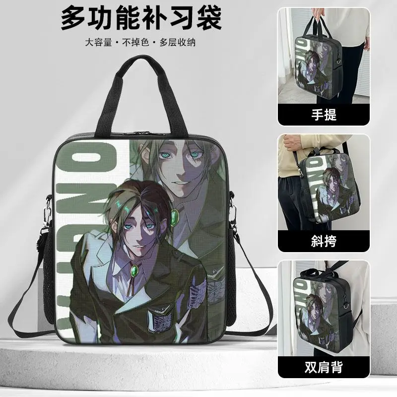 Attack On Titan Anime-Inspired Mikasa & Levi Canvas Crossbody Handbag with Large Capacity