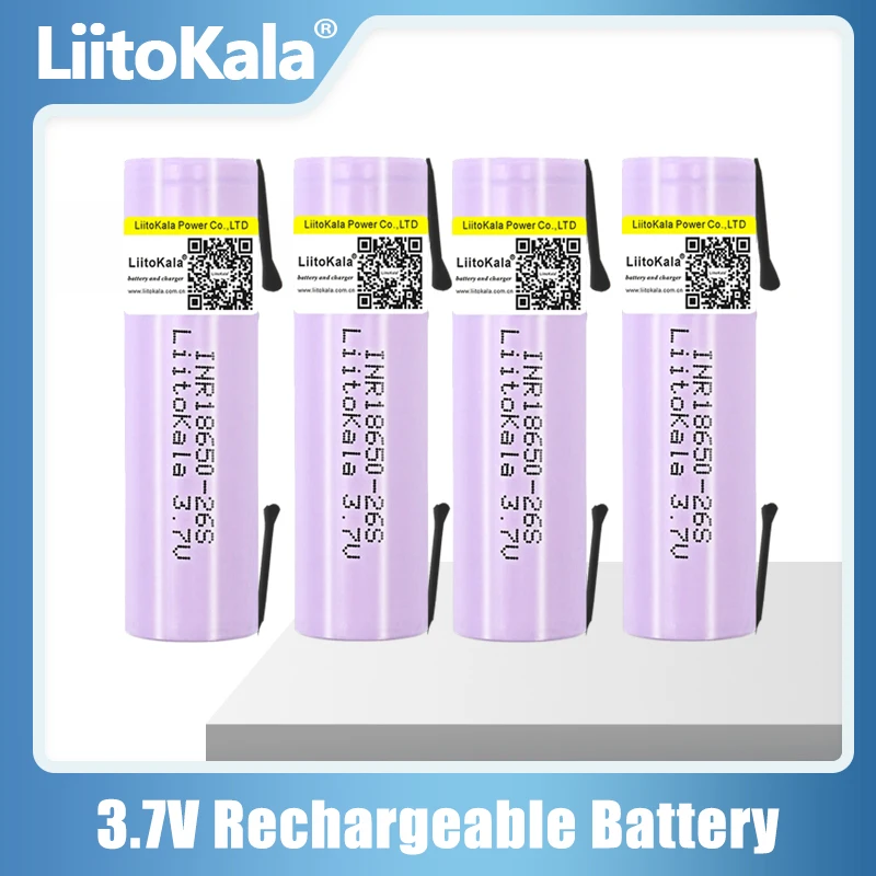 Liitokala 26S 18650 2600Mah Batteria Ricaricabile Inr18650-26S 20A Batteria Agli Ioni Di Litio A Scarica Cella 15A + Nichel Fai Da Te